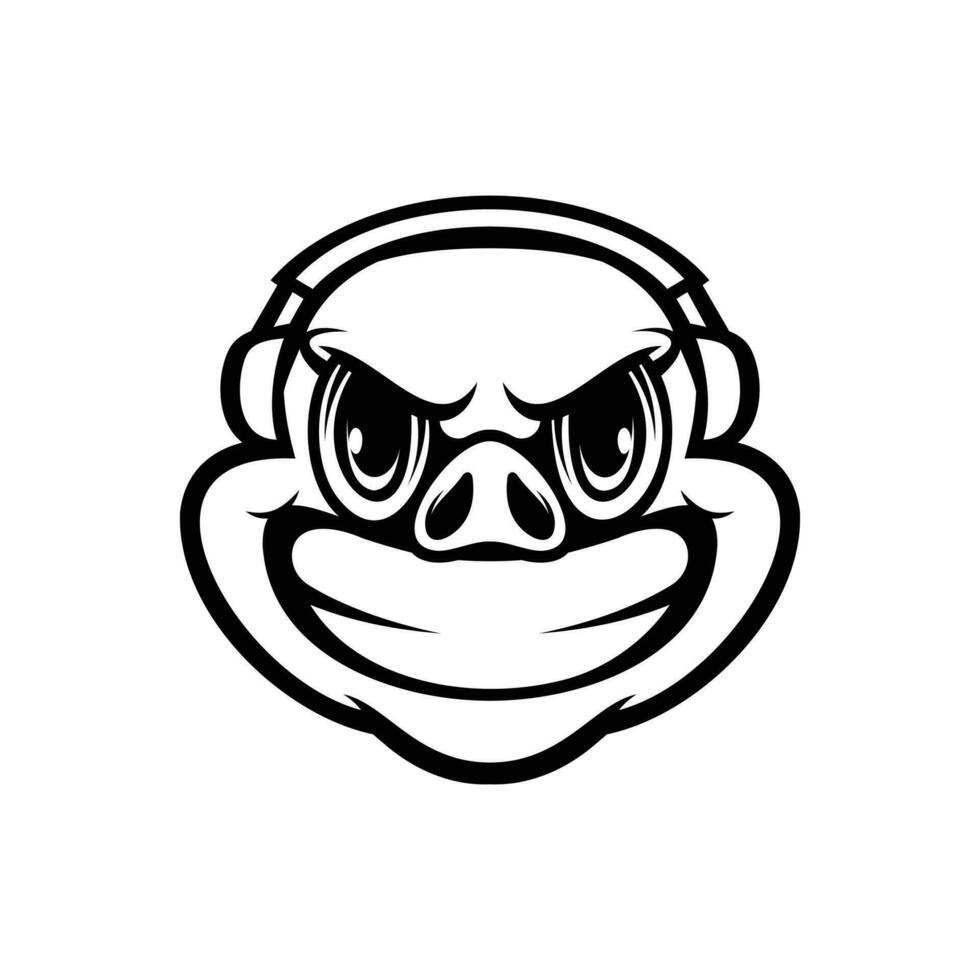 cerdo auricular contorno mascota diseño vector