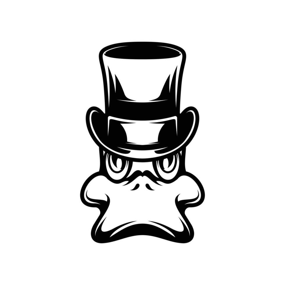 Duck Tophat Outline Mascot Design vector