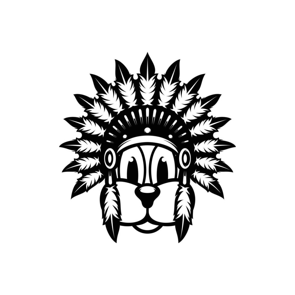 Dog Apache Outline Mascot Design vector