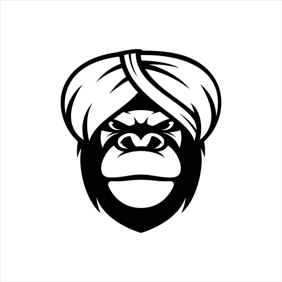 Ape Sorban Outline Mascot Design vector