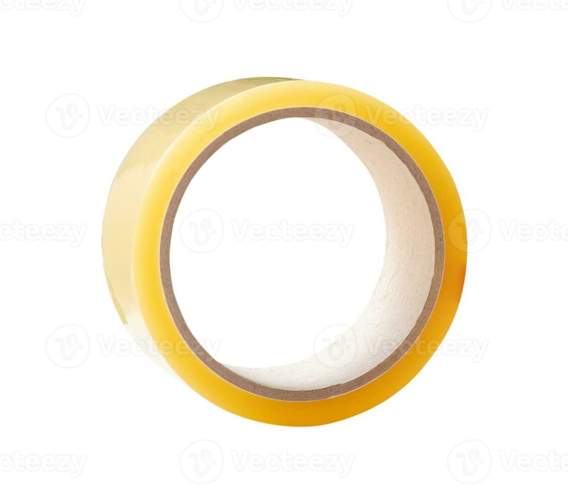 Single brown transparent tape isolated on white background with clipping path photo