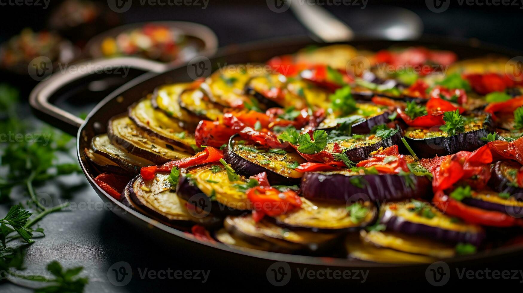 Photo of Ratatouille as a dish in a high-end restaurant. Generative AI