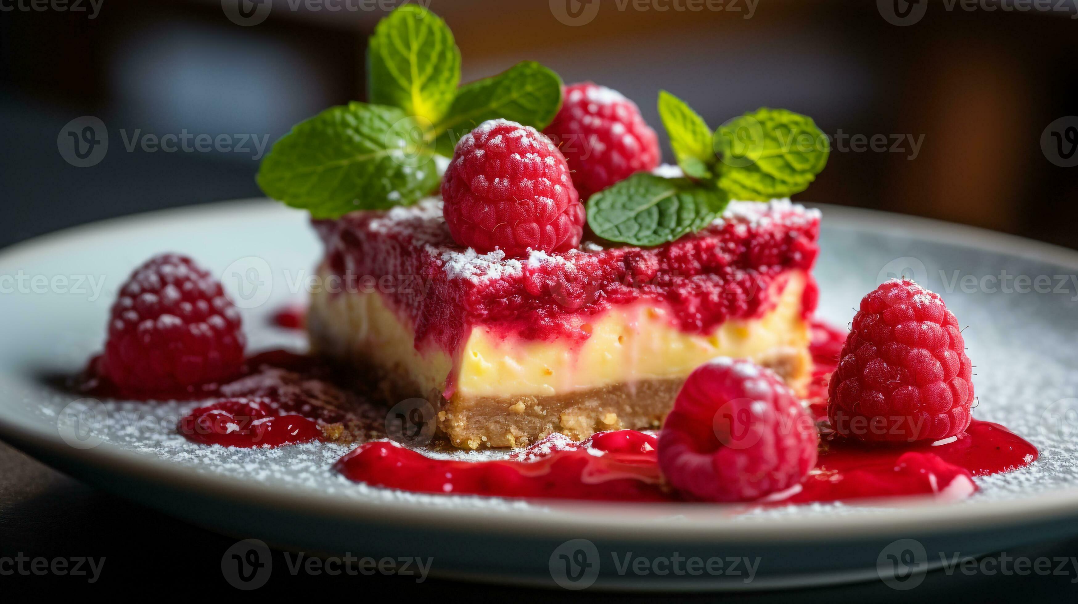 Photo Of Raspberry Lemon Bars As A Dish In A High end Restaurant photo-of-raspberry-lemon-bars-as-a-dish-in-a-high-end-restaurant