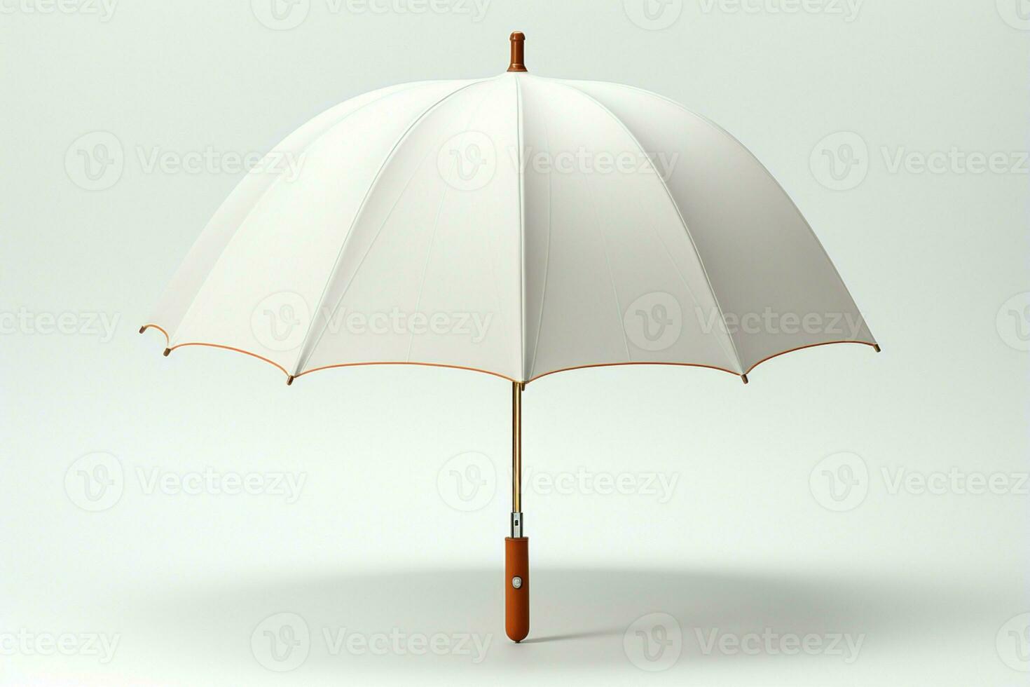 Realistic 3D white blank umbrella icon isolated for branding mock ups Front view AI Generated photo