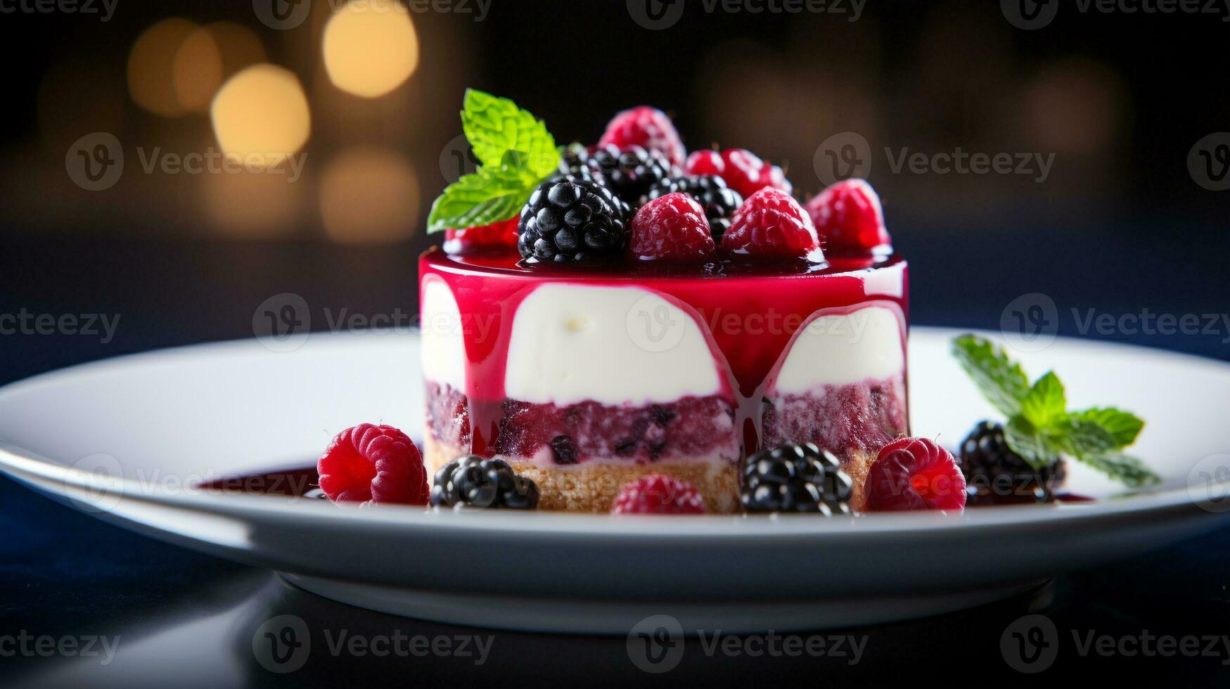 Photo of Berry Parfait as a dish in a high-end restaurant. Generative AI