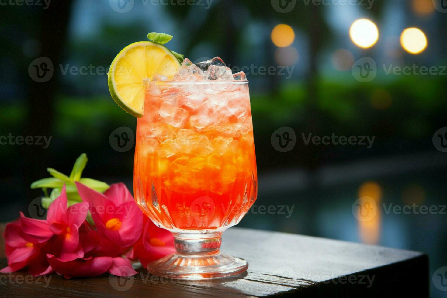 Tropical fusion 'Mai Tai Mai Thai' cocktail infuses worldwide flavors for relaxation AI Generated photo