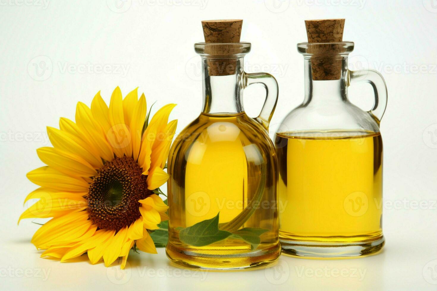 Sunflower oil bottle stands alone on a clean, white background AI Generated photo