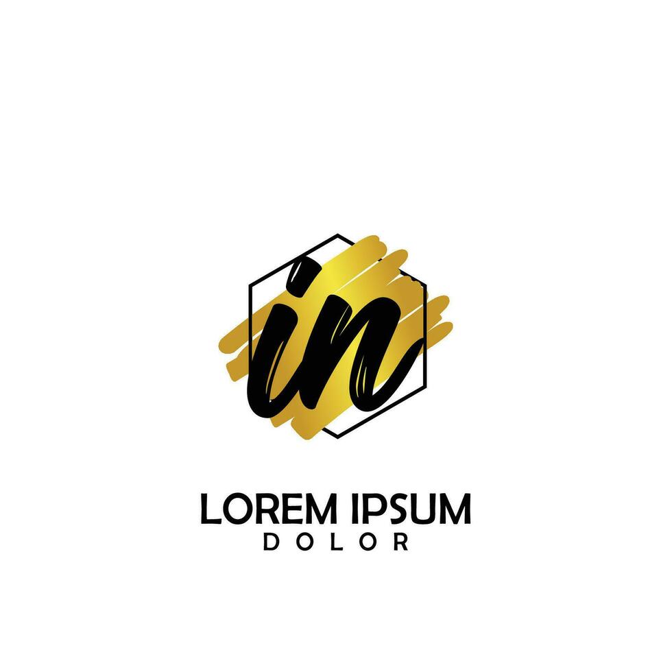 IN Initial Brush In Circle Frame Template Design vector