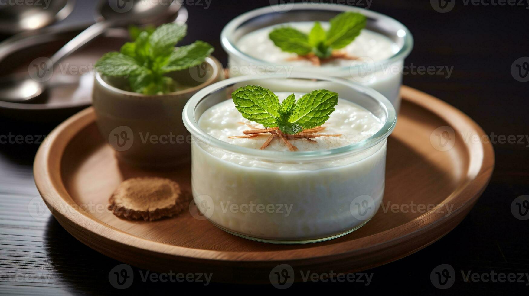 Photo of Coconut Tapioca Pudding as a dish in a high-end restaurant. Generative AI