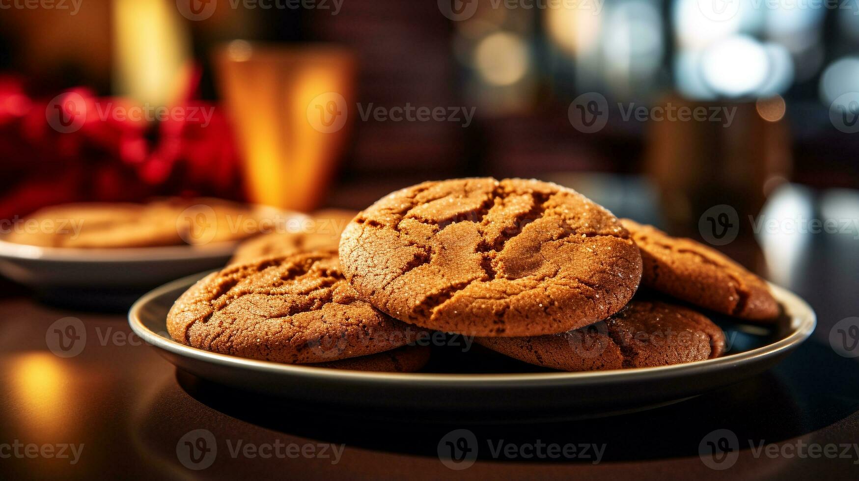 Photo of Ginger Molasses Cookies as a dish in a high-end restaurant. Generative AI