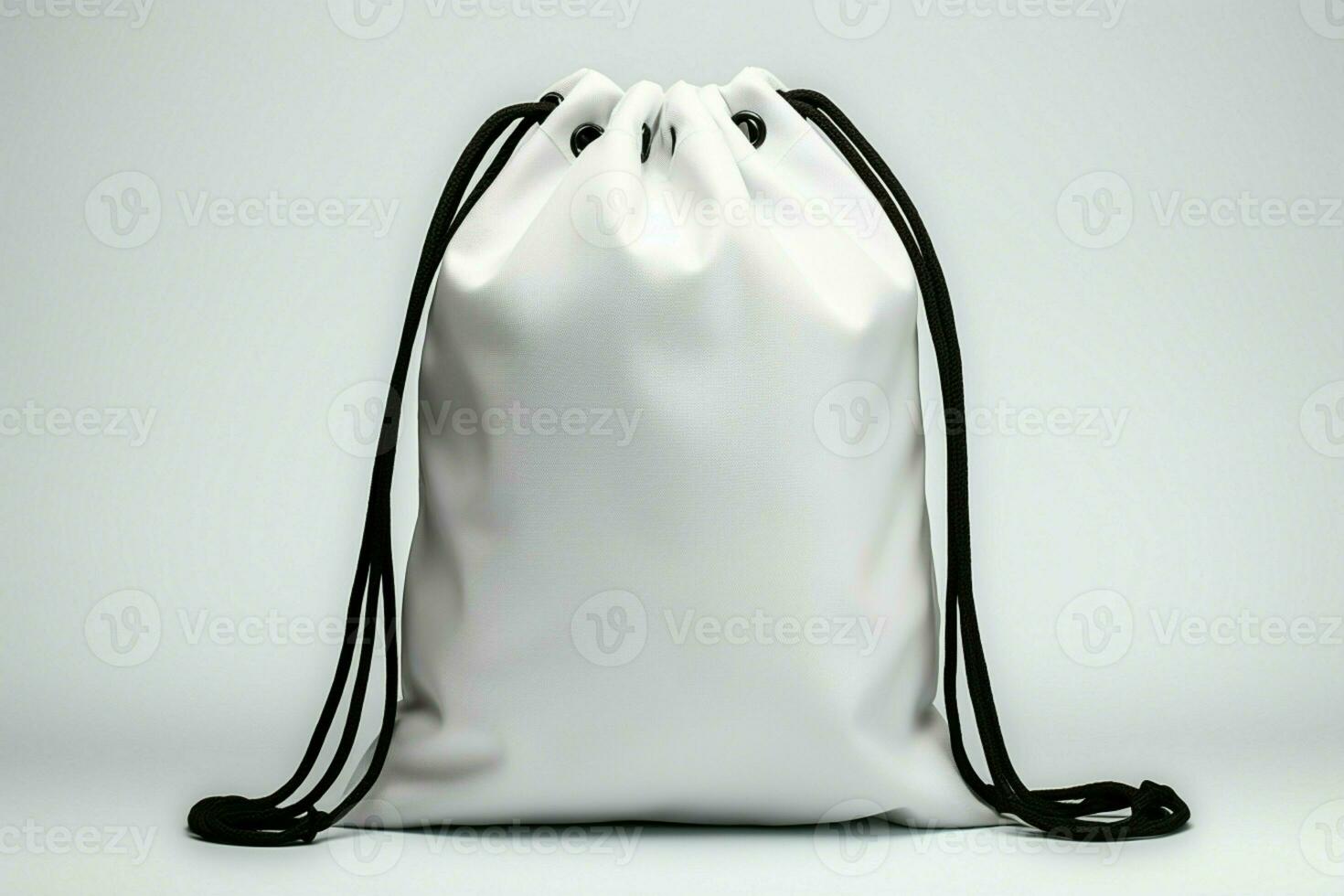 Minimalist contrast white drawstring bag, adorned with a sleek black rope closure AI Generated photo