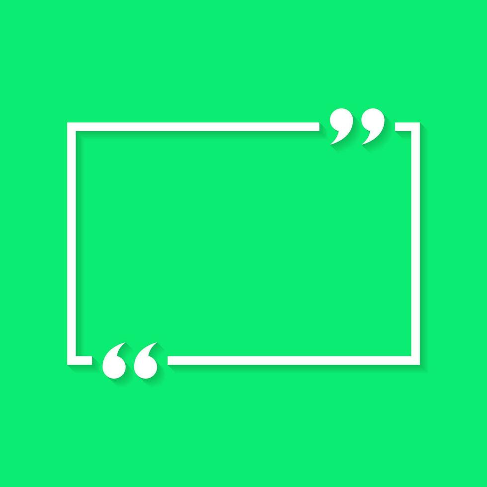 Blank rectangle text quote sign frame in flat style. Quotes border icon vector