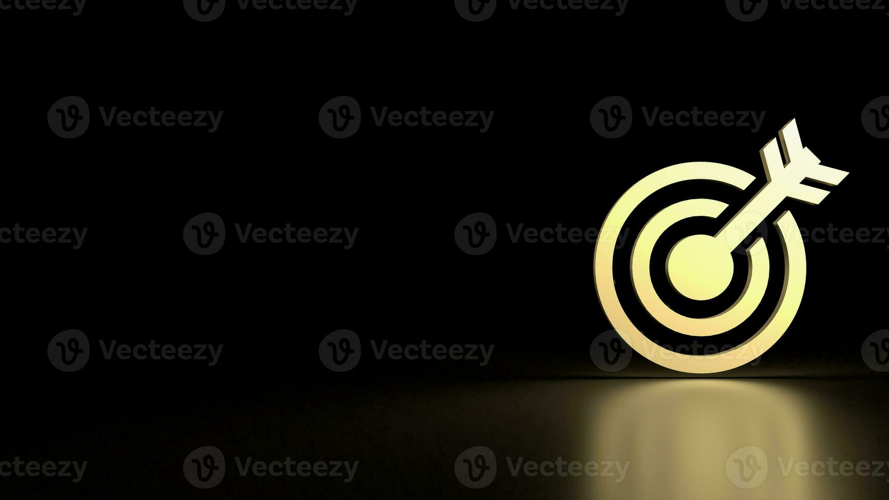 The Gold point icon on black background  3d rendering photo