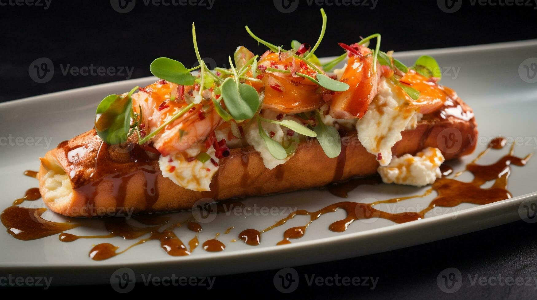 Photo of Lobster Rolls as a dish in a high-end restaurant. Generative AI