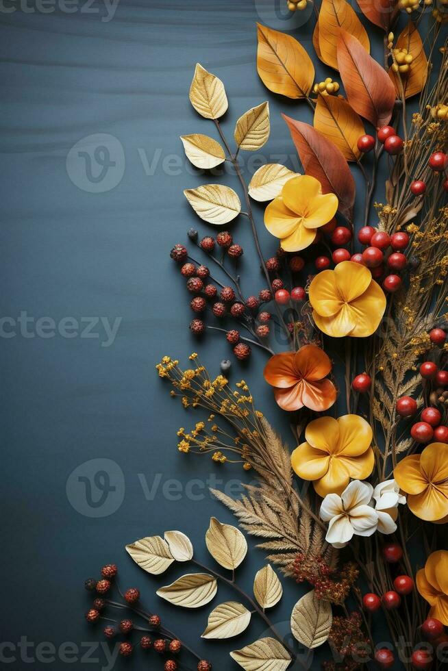 Colorful autumn leaves background, created with generative AI photo