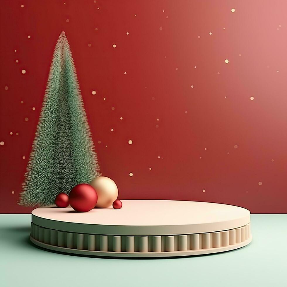Winter Christmas background stage for product display. Generative AI photo