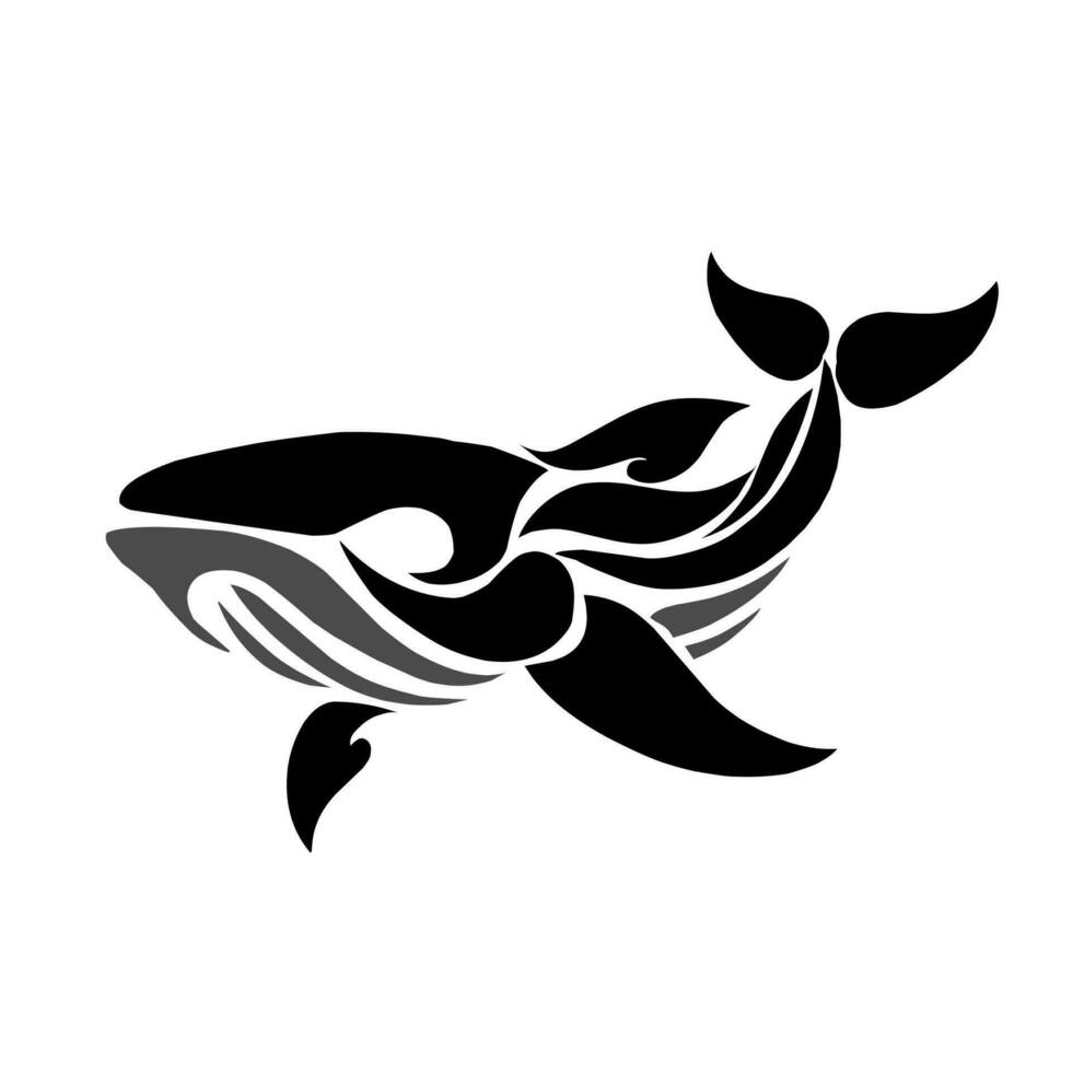 graphic vector illustration of tribal art design whale suitable for tattoos