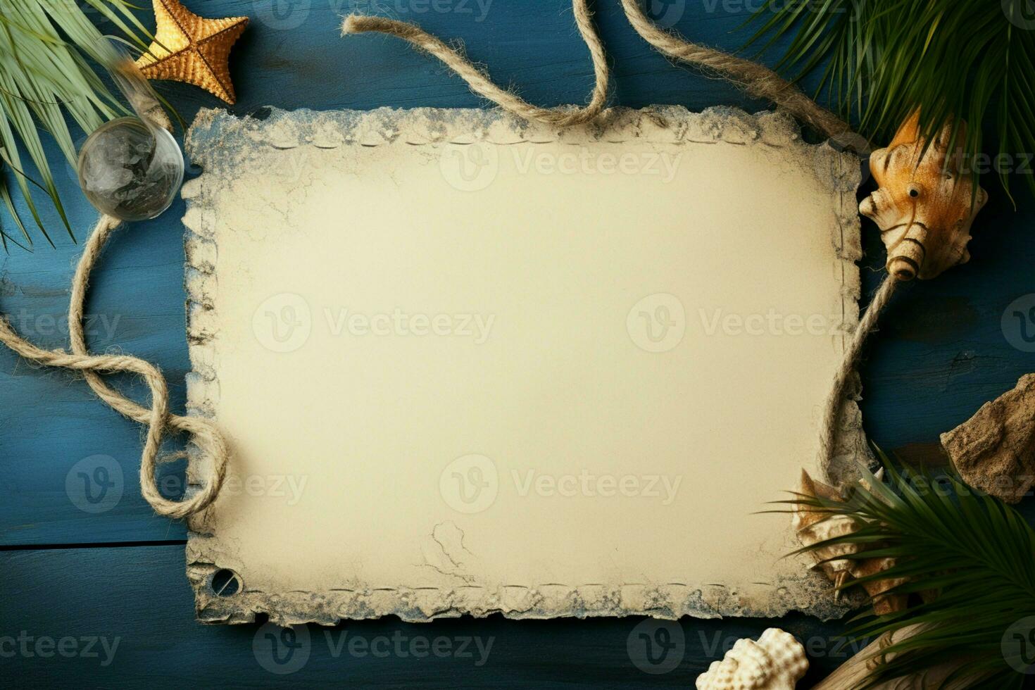 Maritime simplicity Blank paper with nautical rope border, combining practicality and charm AI Generated photo