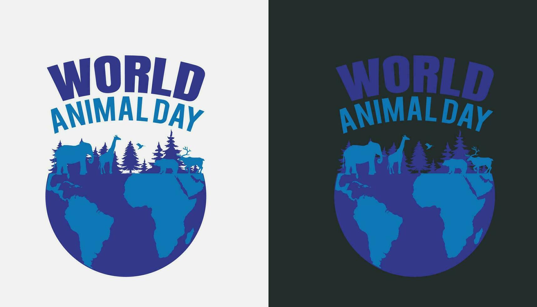 world animal day with patches for t-shirts and otheruses vector