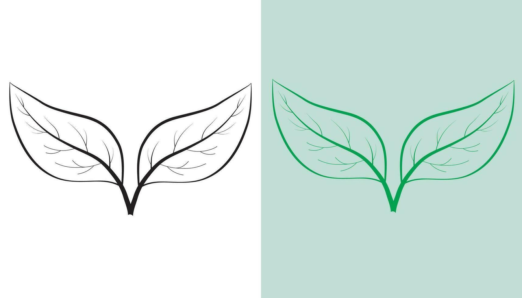 green tree with leaves line art vector