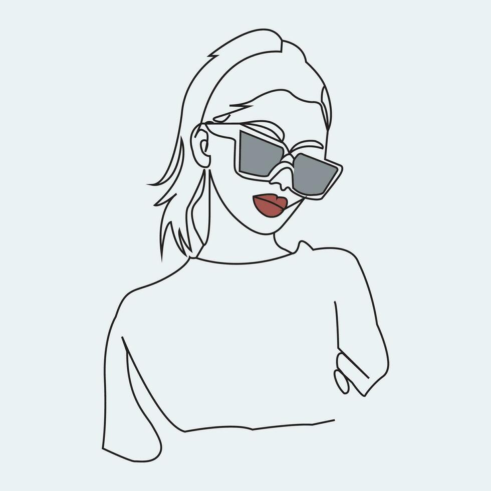 Awesome Girl line art design vector