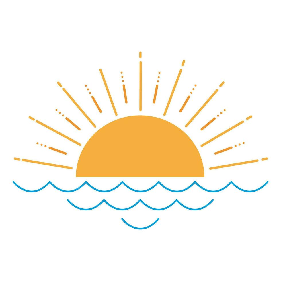 Sunset view Line Art Design free vector