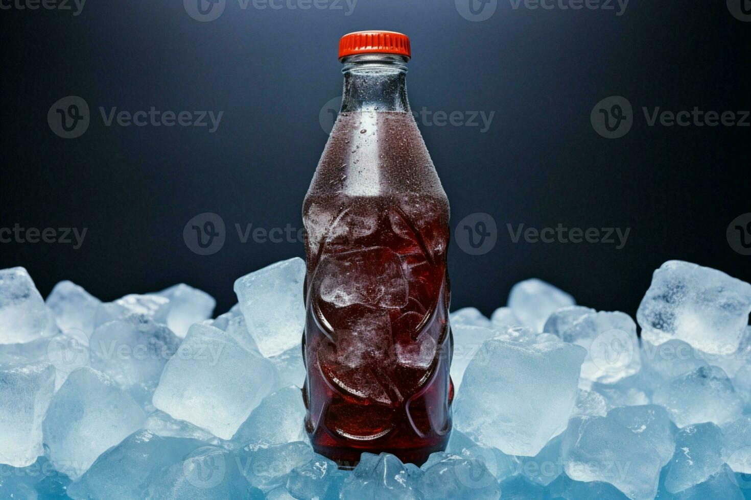 An ice cold bottle of carbonated soft drink, ready to quench your thirst AI Generated photo