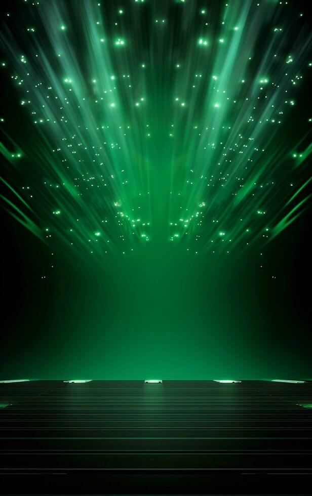 Ai generative Backdrop With Illumination Of green Spotlights For Flyers realistic image, ultra hd, high design very detailed photo
