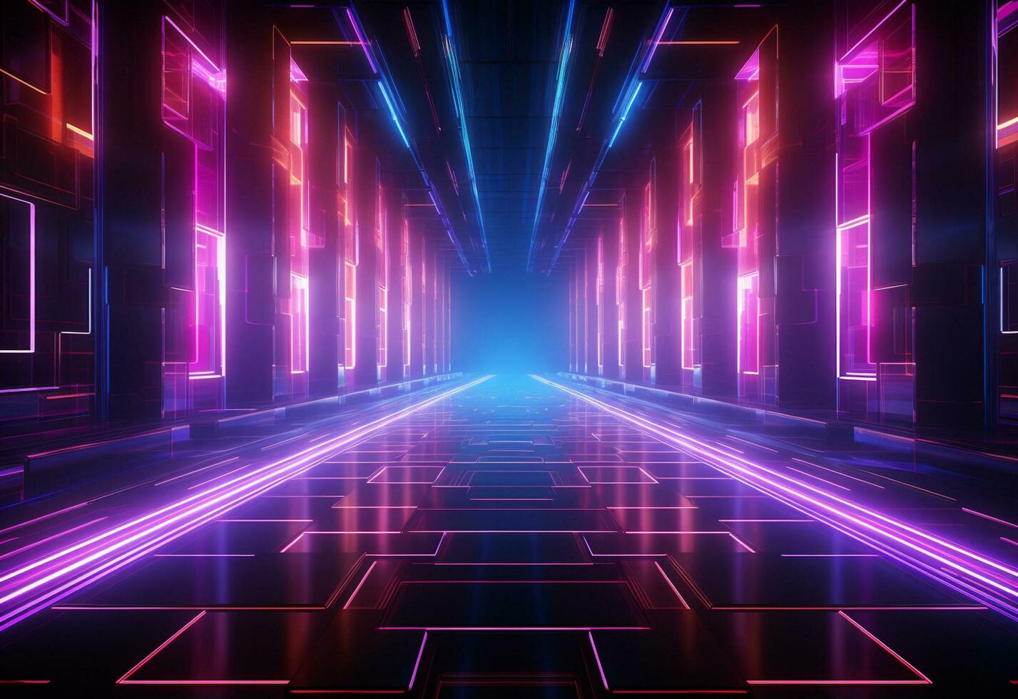 Ai Generative Neon illuminated futuristic backdrop realistic image, ultra hd, high design very detailed photo