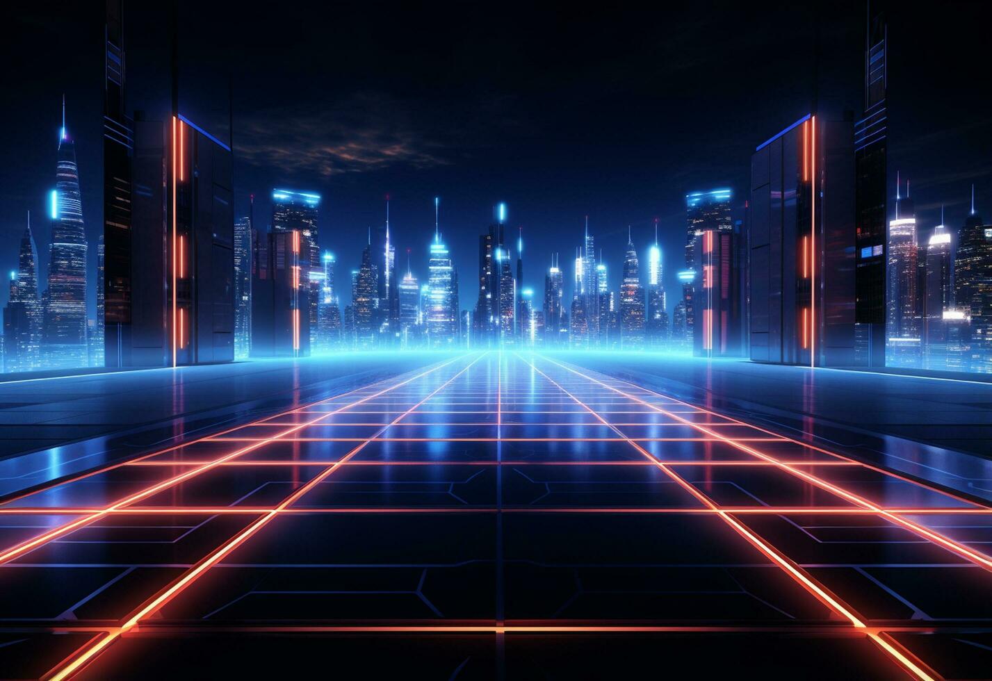 Ai Generative Neon illuminated futuristic backdrop realistic image, ultra hd, high design very detailed photo