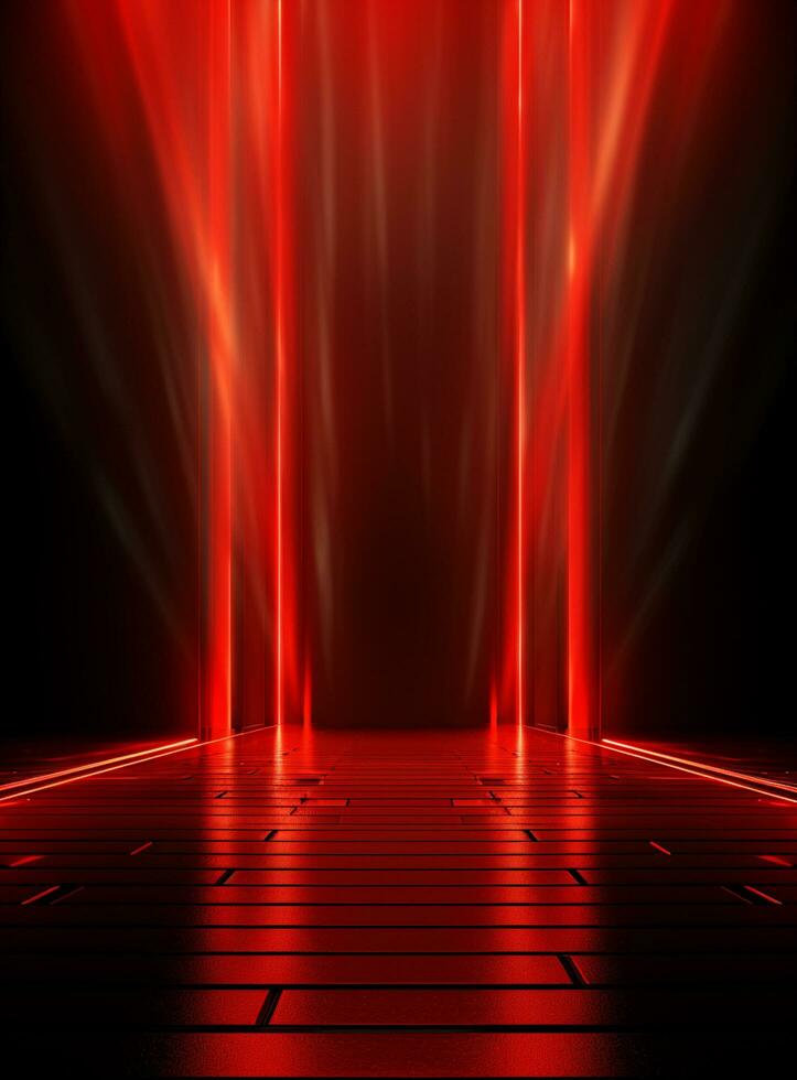 Ai generative Backdrop With Illumination Of Red Spotlights For Flyers realistic image ultra hd high design photo