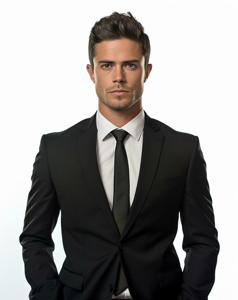 Ai generative Business man in a suit white transparent background photo