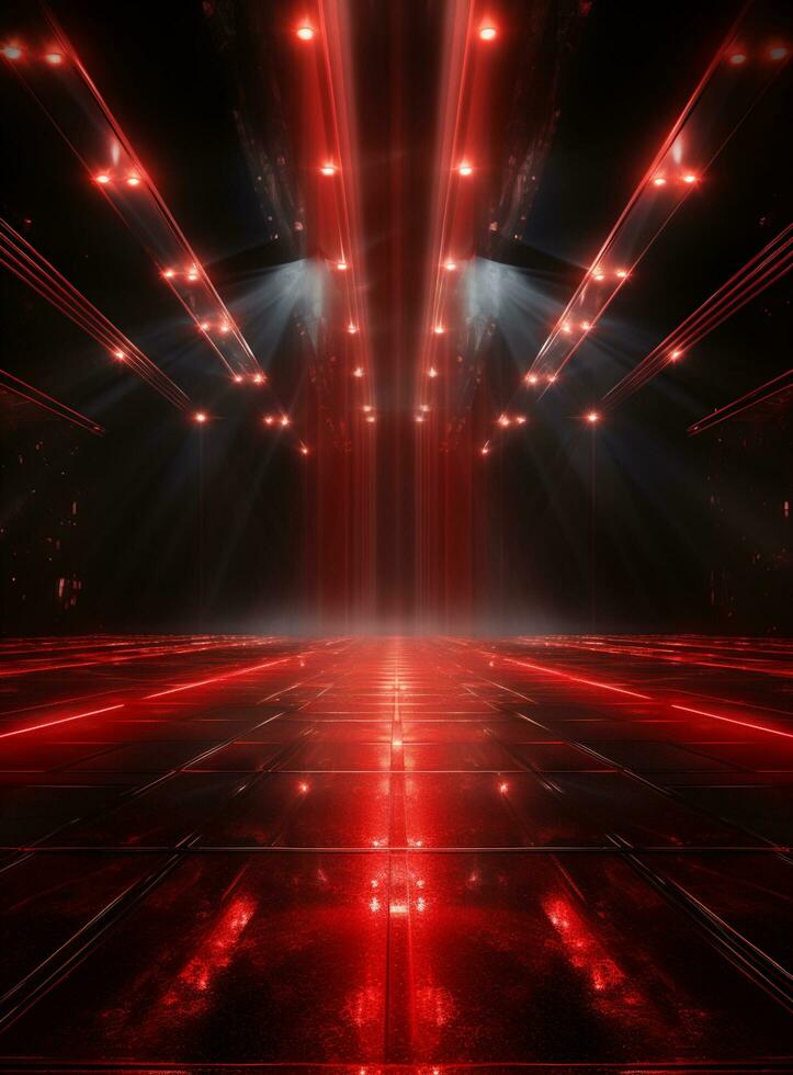 Ai generative Backdrop With Illumination Of Red Spotlights For Flyers realistic image ultra hd high design photo