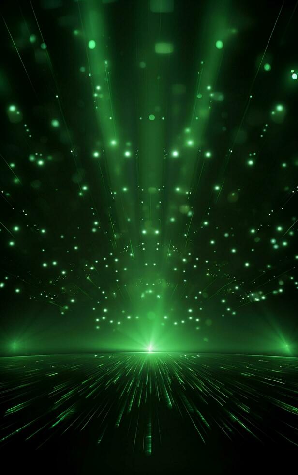 Ai generative Backdrop With Illumination Of green Spotlights For Flyers realistic image, ultra hd, high design very detailed photo