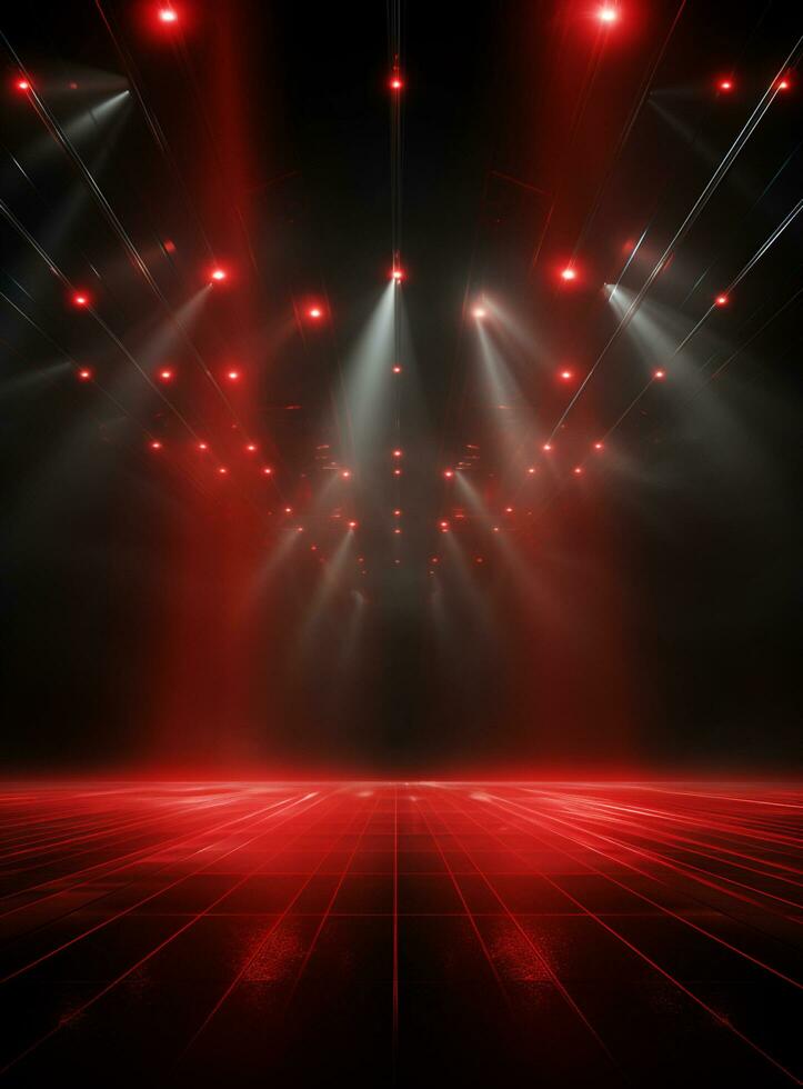 Ai generative Backdrop With Illumination Of Red Spotlights For Flyers realistic image ultra hd high design photo