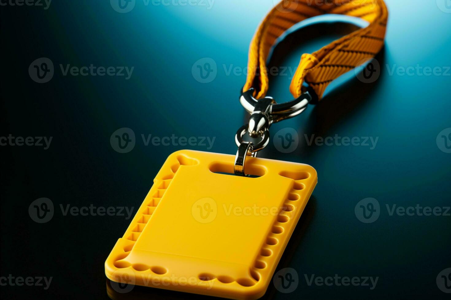 Distinctive ID Yellow cord, space for name, text on badge for recognition AI Generated photo