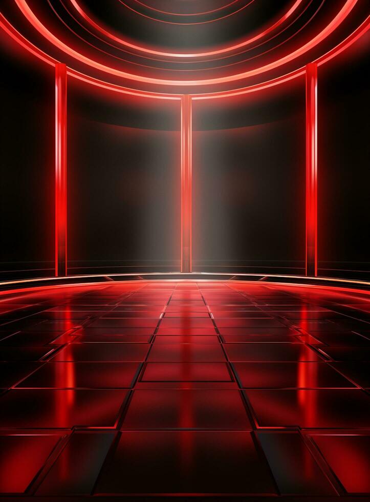 Ai generative Backdrop With Illumination Of Red Spotlights For Flyers realistic image ultra hd high design photo