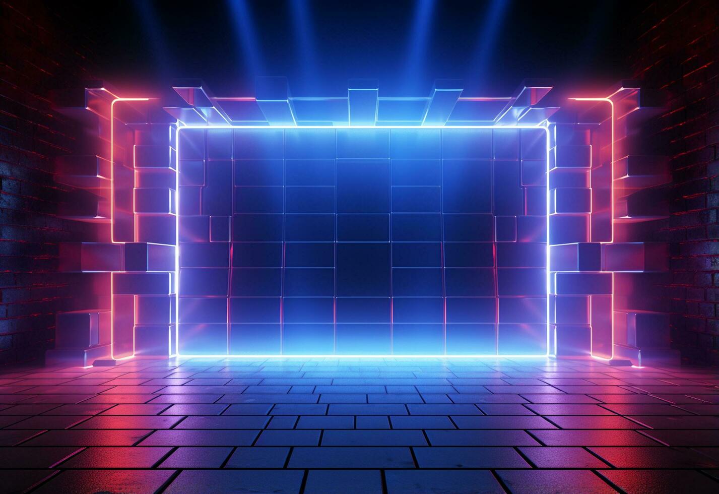 Ai Generative Neon illuminated futuristic backdrop realistic image, ultra hd, high design very detailed photo