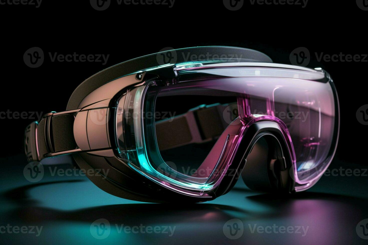 Virtual realitys essence Futuristic glasses showcase immersive digital landscapes through illustration AI Generated photo