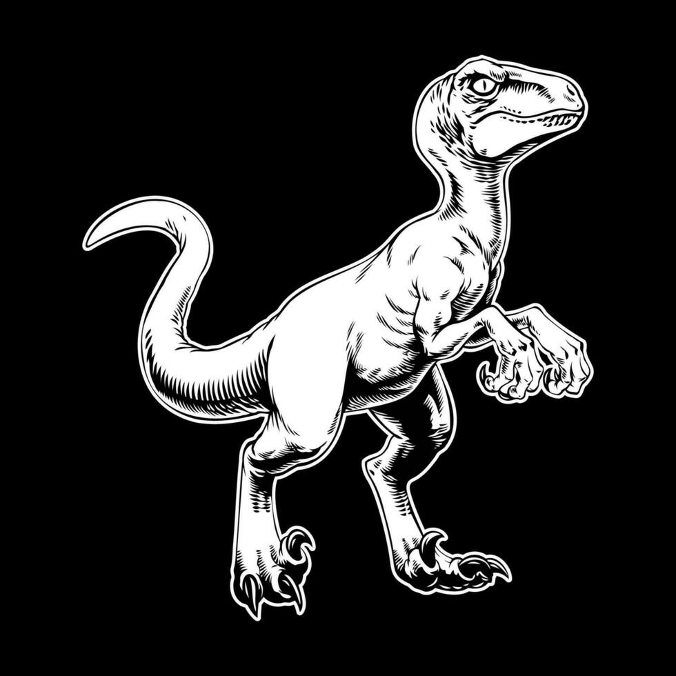 Raptor Hand Drawn Illustration in Monochrome vector