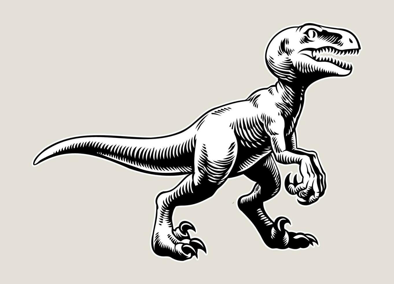 Hand Draw Raptor Illustration in White Background isolated vector