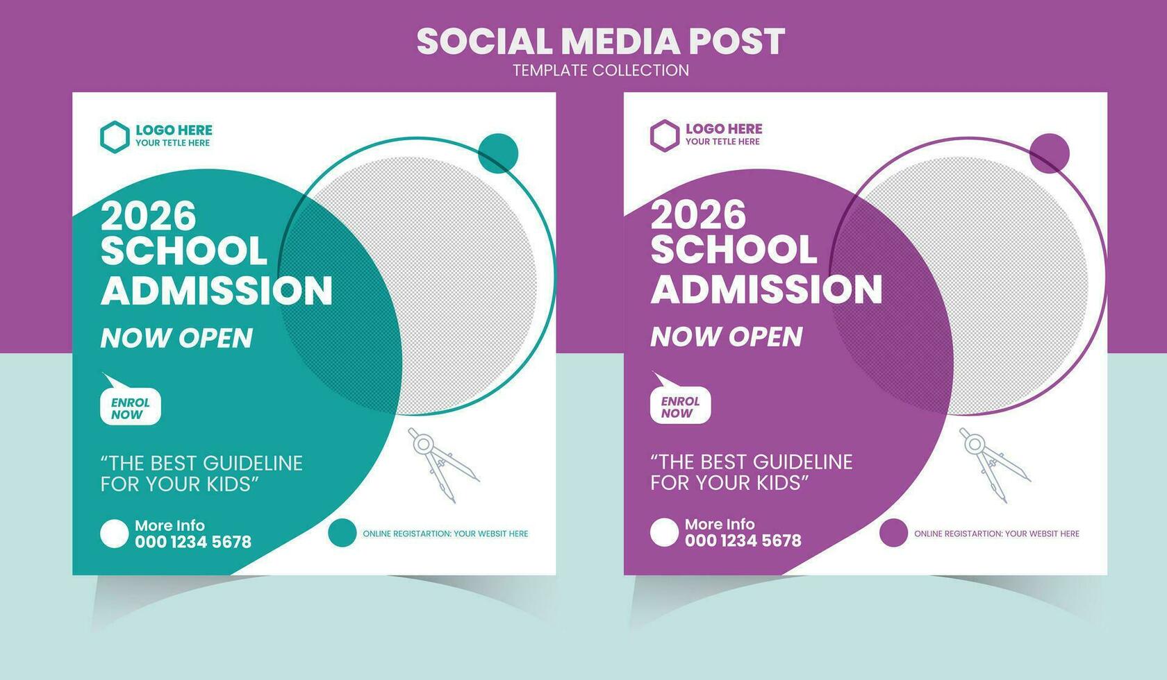 Admission School Social Media Post Template vector