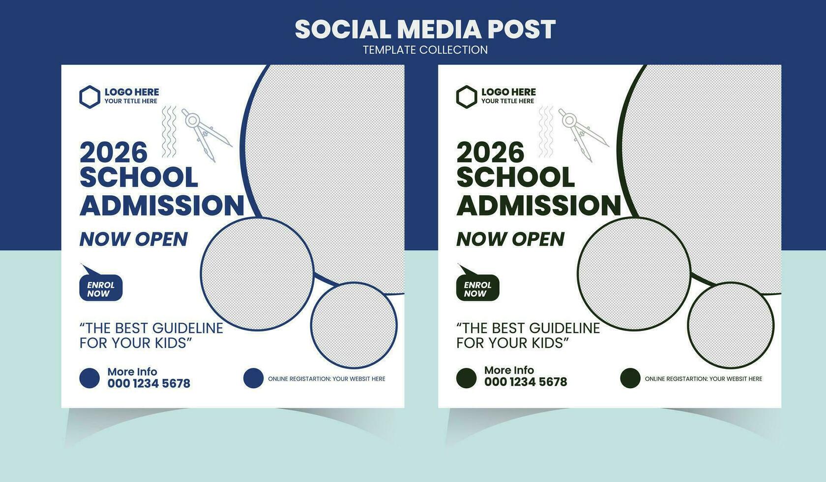 Admission School Social Media Post Template vector