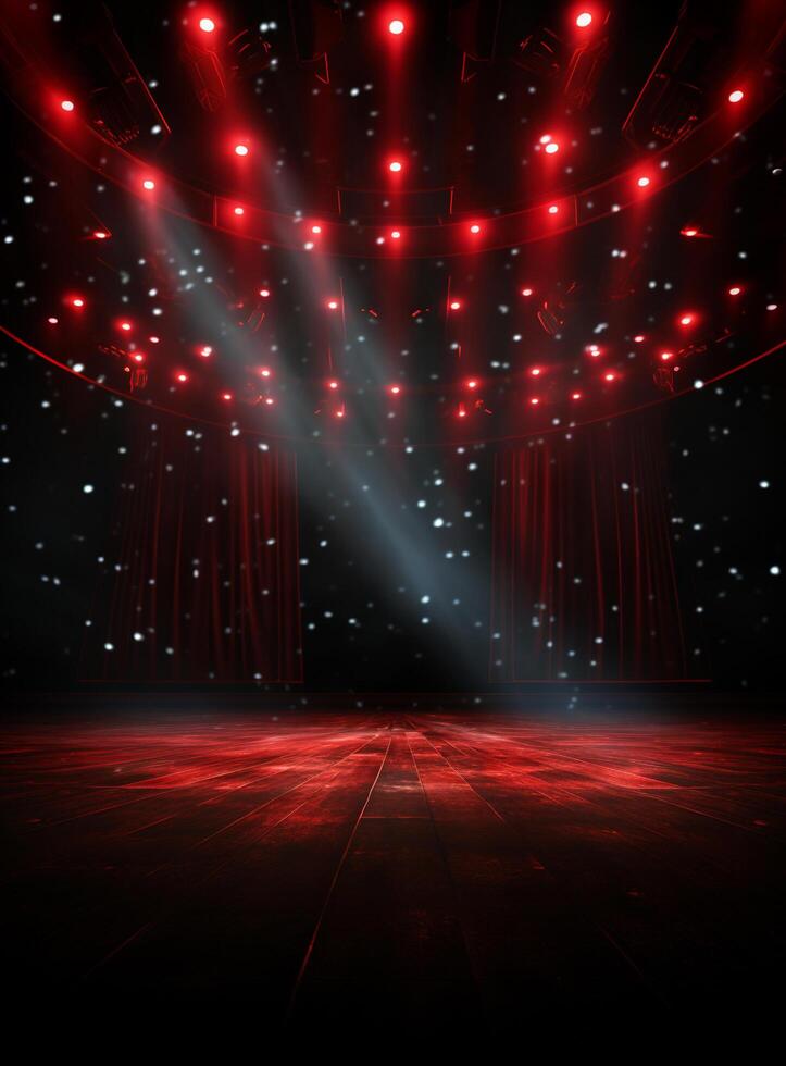 Ai generative Backdrop With Illumination Of Red Spotlights For Flyers realistic image ultra hd high design photo