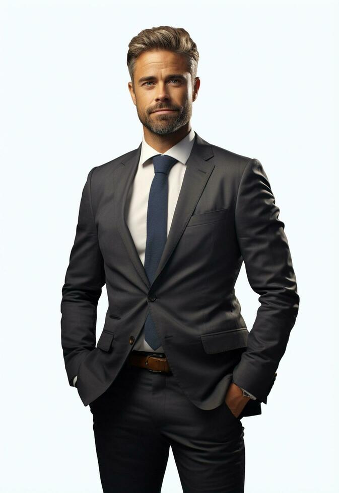 Ai generative Business man in a suit white transparent background photo