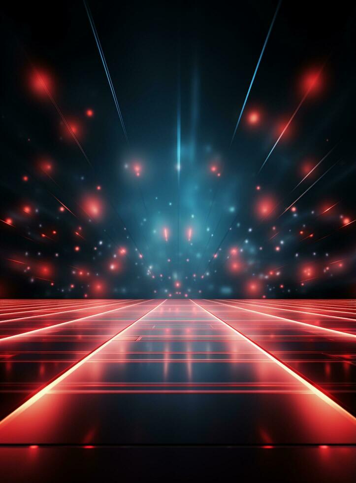 Ai generative Backdrop With Illumination Of Red Spotlights For Flyers realistic image ultra hd high design photo