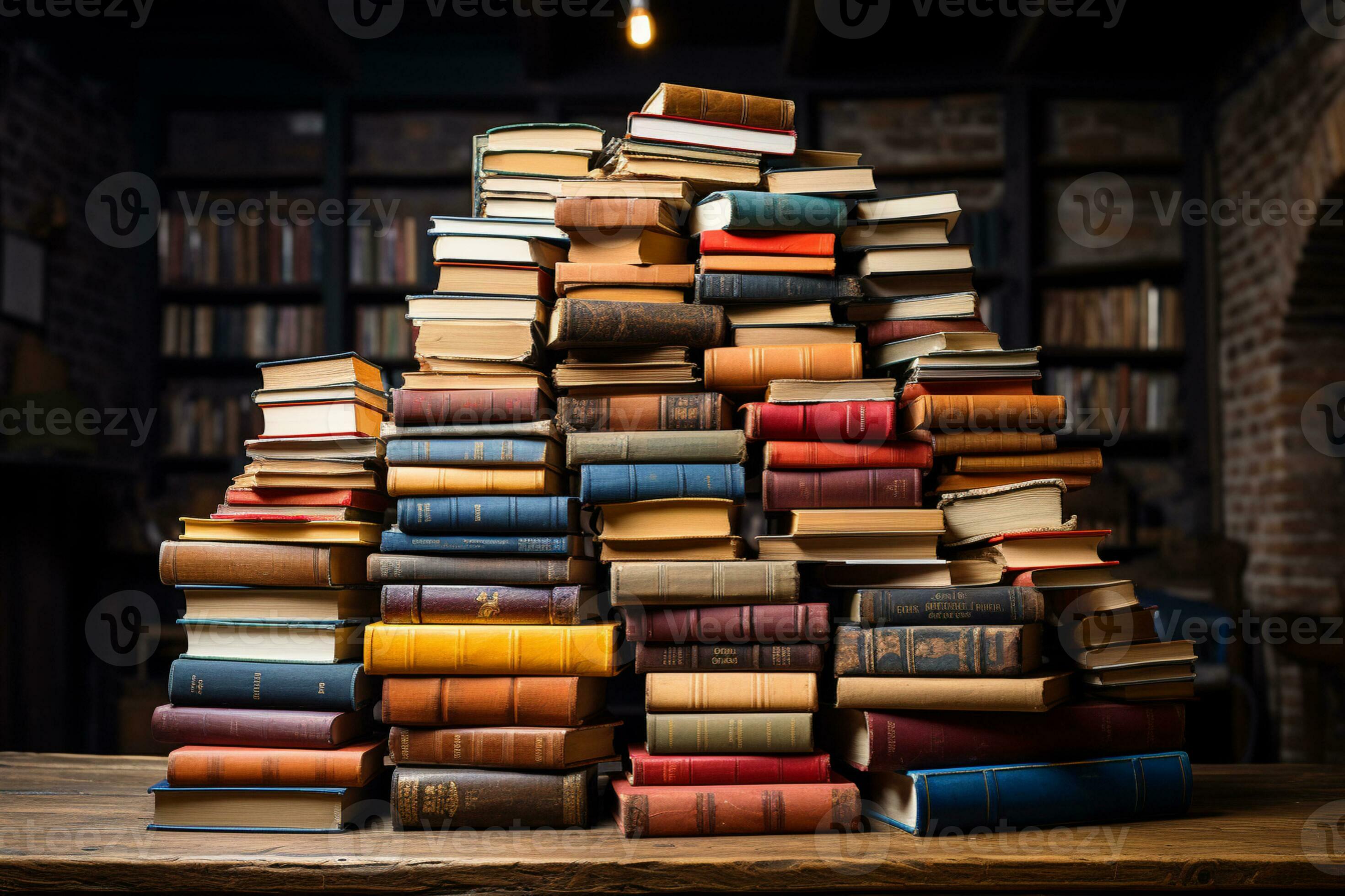 ratones de biblioteca deleite un imponente apilar de libros a el librería  vertical móvil fondo de pantalla ai generado 29305301 Foto de stock en  Vecteezy