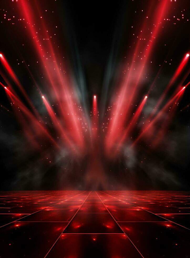 Ai generative Backdrop With Illumination Of Red Spotlights For Flyers realistic image ultra hd high design photo