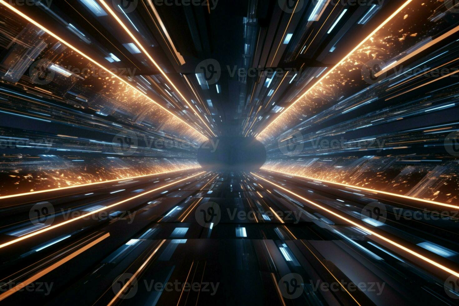 un 3d representación toma usted mediante un alto tecnología ciberespacio túnel antecedentes ai generado foto