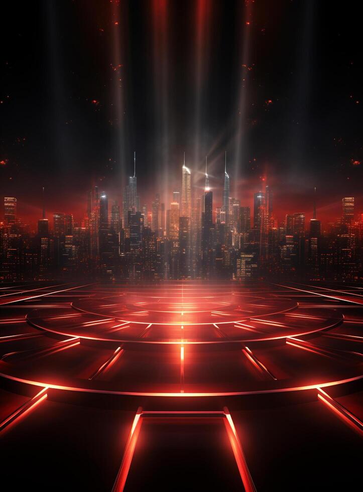 Ai generative Backdrop With Illumination Of Red Spotlights For Flyers realistic image ultra hd high design photo